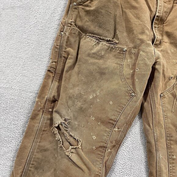Carhartt B01 BRN Pants 37x30* Double Knee Carpenter Thrashed Distressed VTG USA - Picture 7 of 16